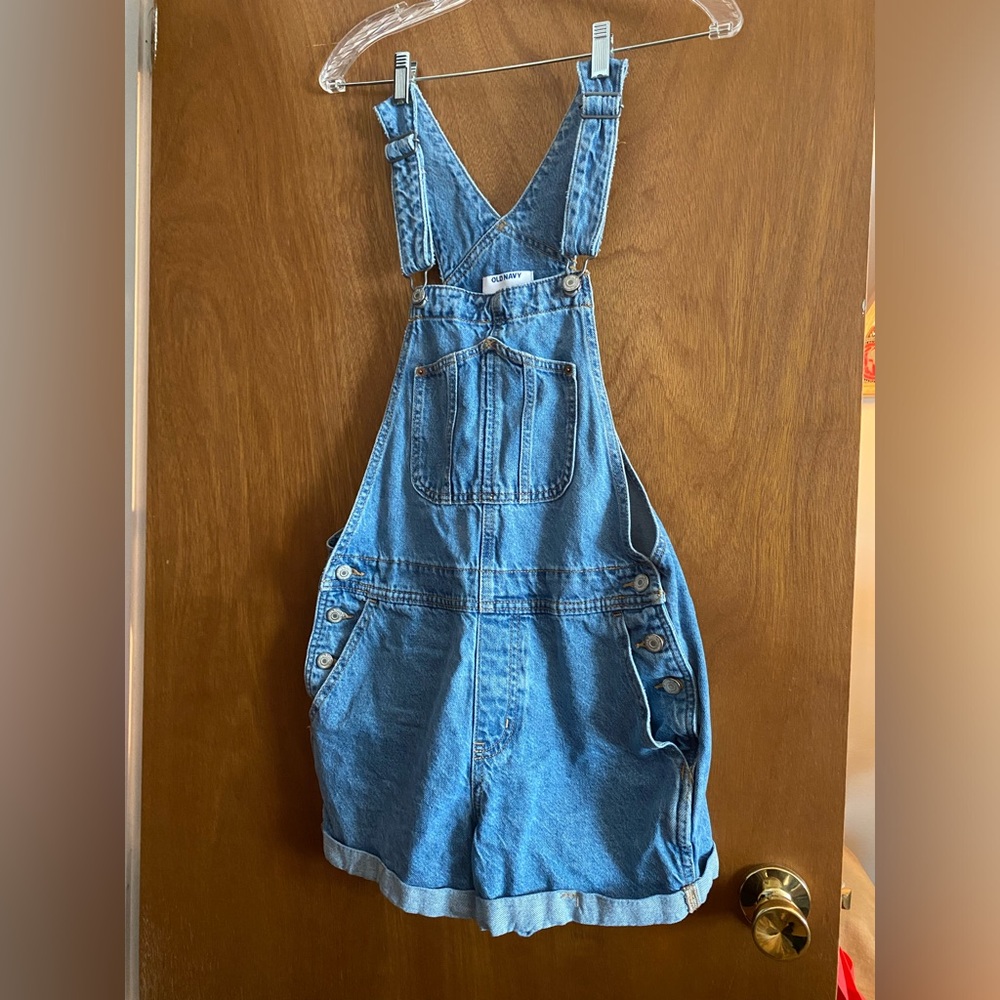 Old Navy Blue Jean Shorts Overalls